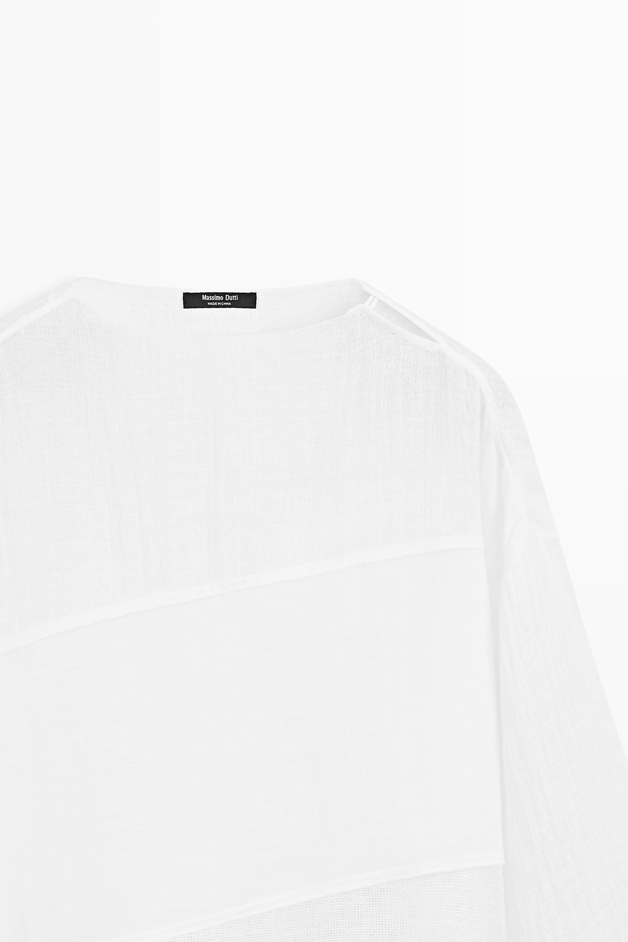 Chemise en lin mélangé à textures combinées